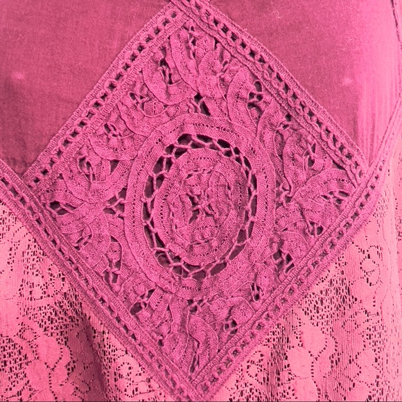 Free People Wine Angel Crochet Lace Mini Boho Cocktail Dress OB479564 M - Picture 6 of 16